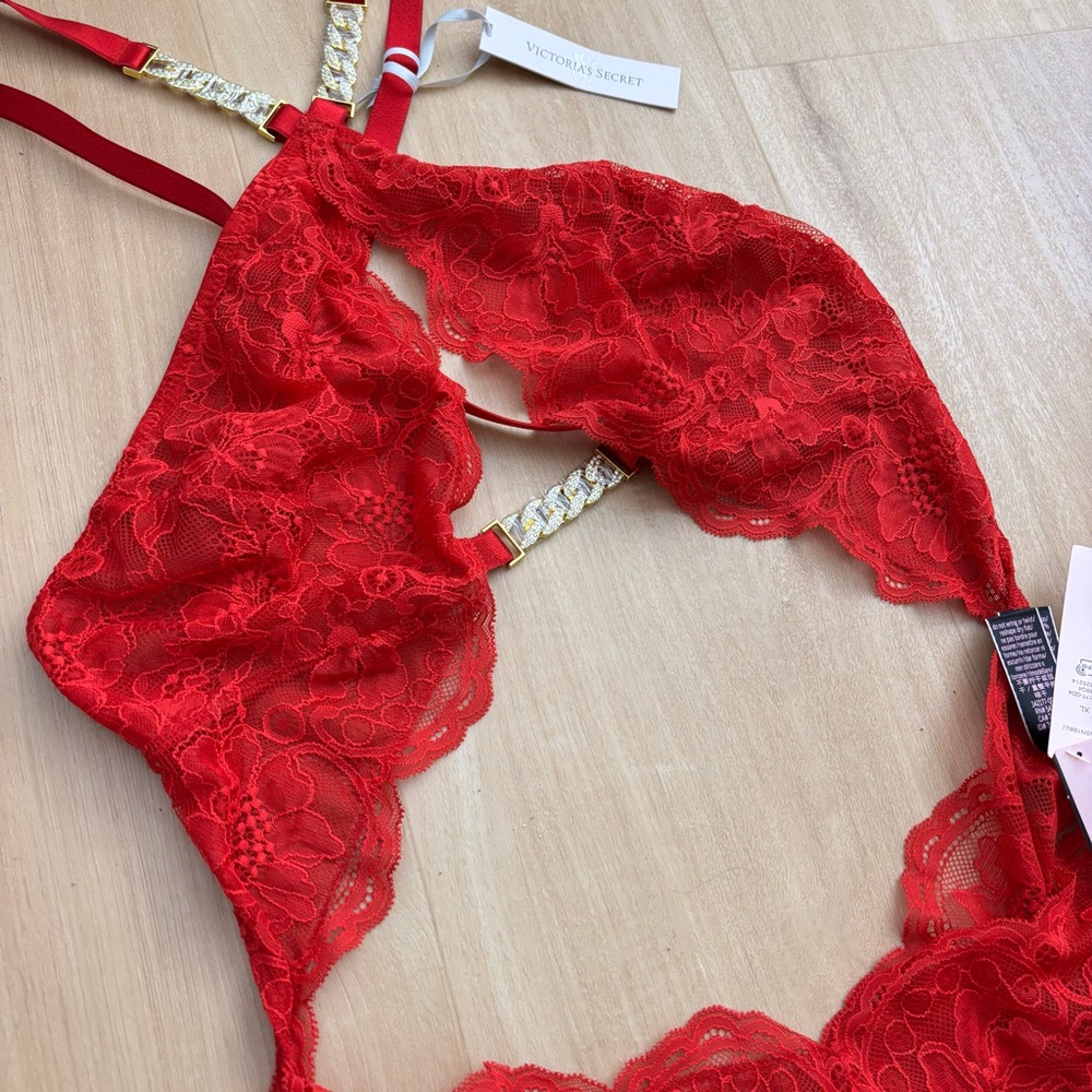 Victoria’s Secret One Piece High Neck Halter Lace Teddy Size XL NWT $89.95 - Picture 3 of 8